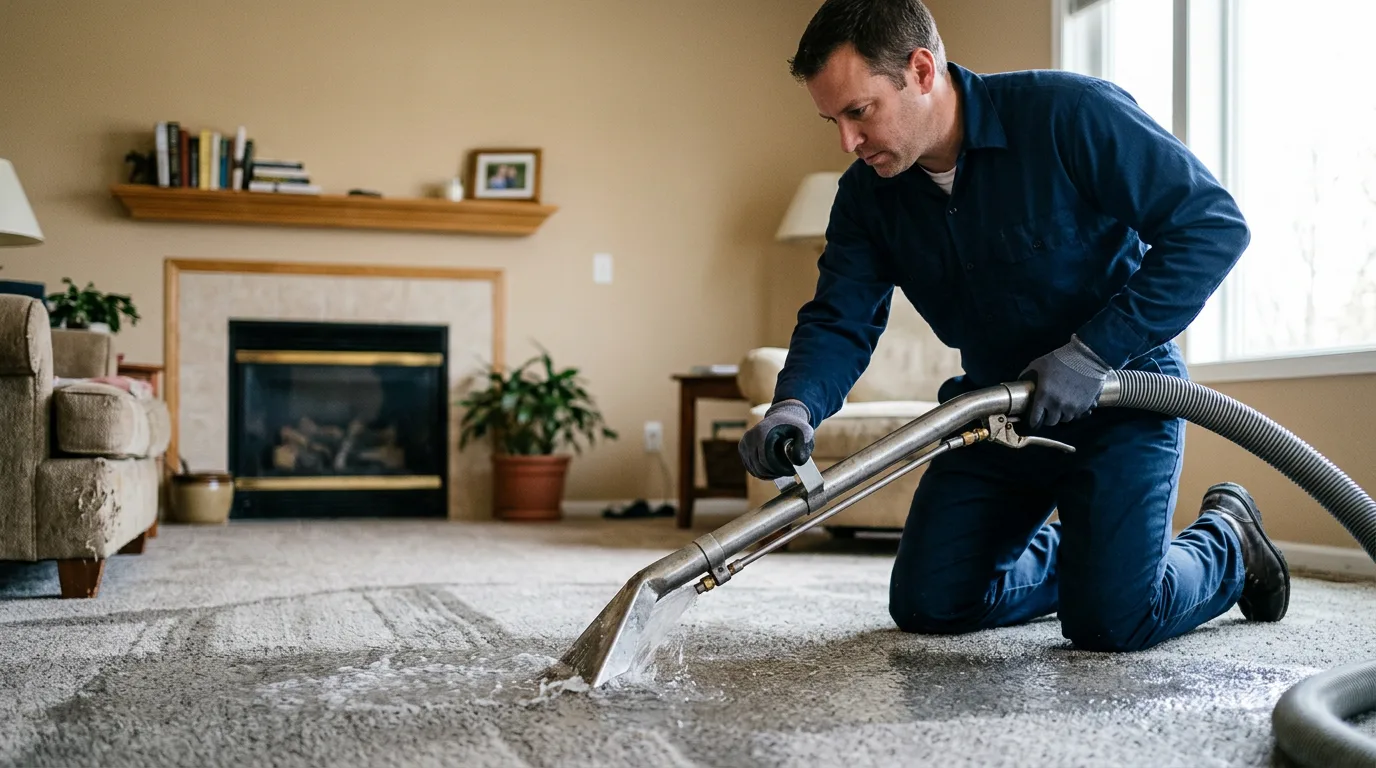 Water damage restoration technician working near Bismarck, MO